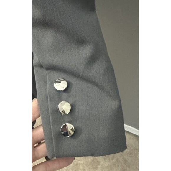 VENUS Dark Gray W/ Black Collar high/Low 1 Button suit tuxedo blazer Size 2 - Picture 4 of 9